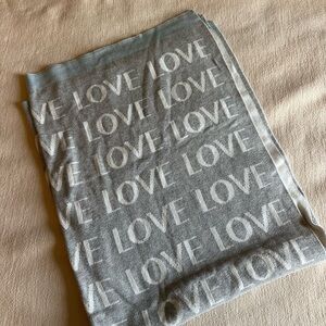 Gray and White LOVE baby blanket